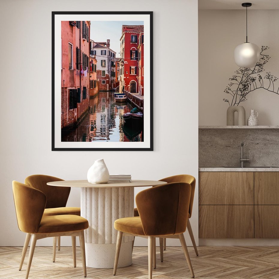 Plakat bez ramy 21x30 - Przejażdżka gondolą przez Wenecję - Wenecja, kanały