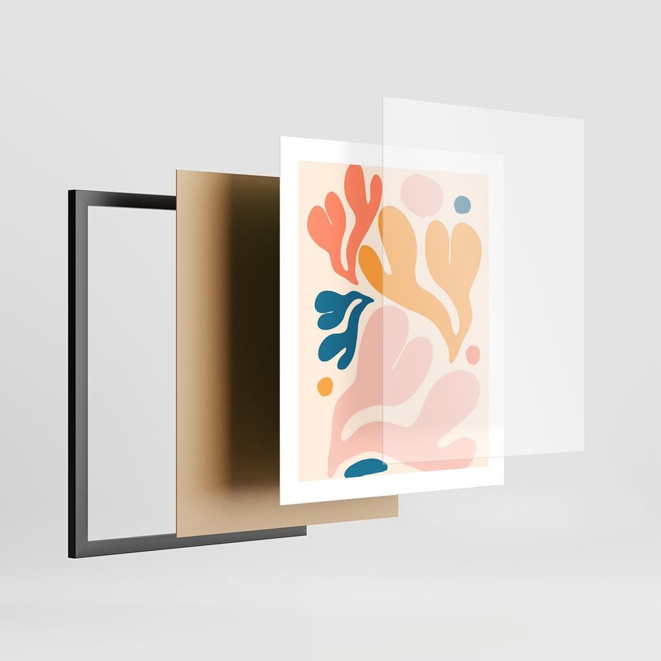 Plakat w ramie 40x50 - Granice Inspiracji - abstrakcyjne dziwne formy, nowoczesny plakat - rama czarna