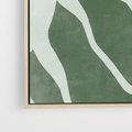 Obraz w ramie 50x50 - Zieleń Odpoczynku - zielony plakat, nieregularne splątane linie - rama drewno
