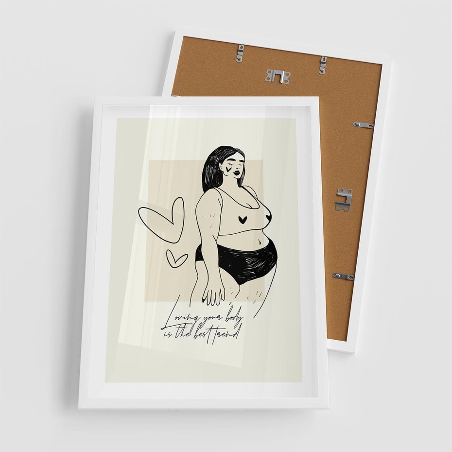 Plakat w ramie 50x70 - Moc to Ona - rysunek, sztuka nowoczesna - rama biała