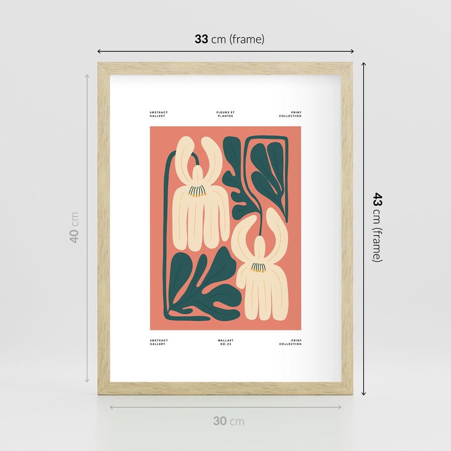 Plakat w ramie 30x40 - Migotliwe Echa - kwiaty, nowoczesna abstrakcja - rama drewno