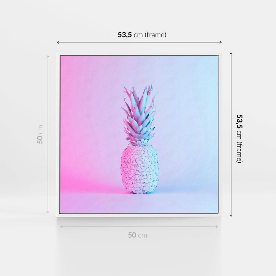 Obraz w ramie 50x50 - Ananas Abstrakcja - ananas, abstrakcja - rama biała