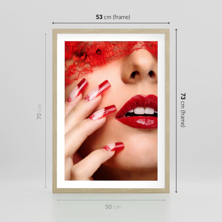 Plakat w ramie 50x70 - Piękno manicure: kolory i elegancja - paznokcie, manicure - rama drewno