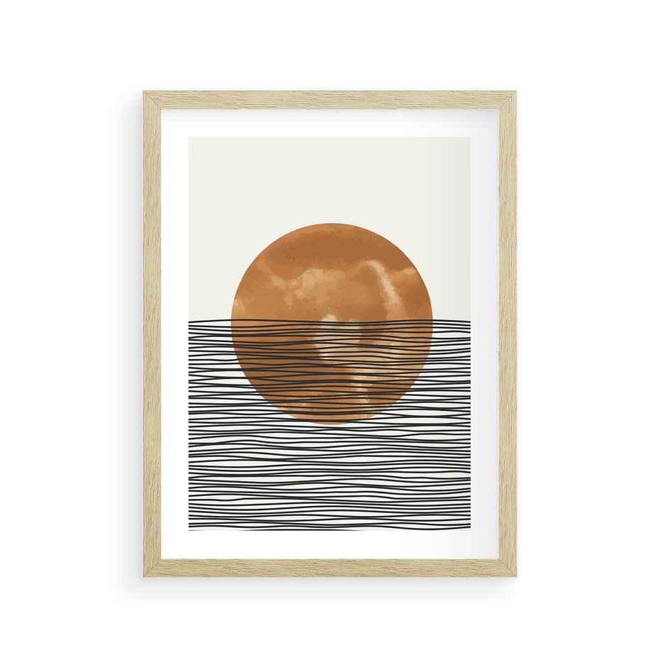 Plakat w ramie 30x40 - Okrąg Mocy - boho obraz, geometria - rama drewno