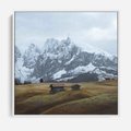 Obraz w ramie 50x50 - Odkryj Ich Urok - góry, skandynawia - rama biała