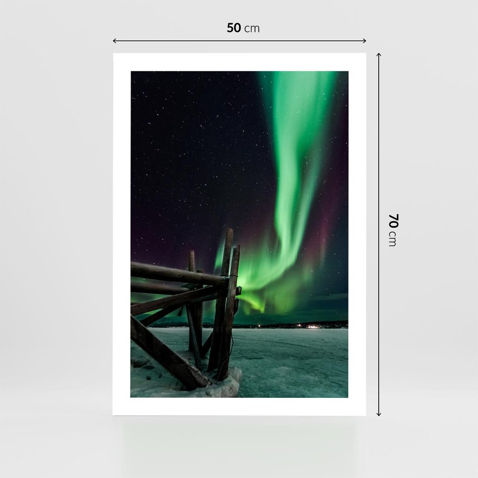 Plakat bez ramy 50x70 - Zorza polarna w tajemniczej nocnej przestrzeni - zorza, polarna