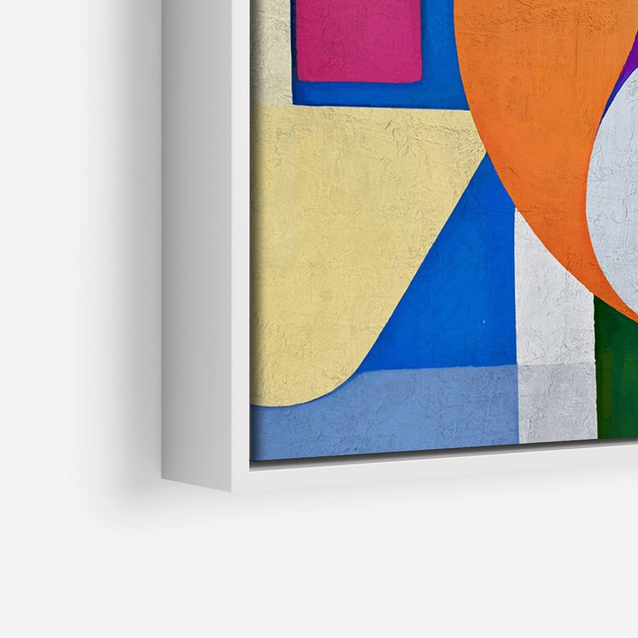 Obraz w ramie 80x120 - Migotliwe Impulsy Dźwięku - różne geometryczne formy, koła - rama biała