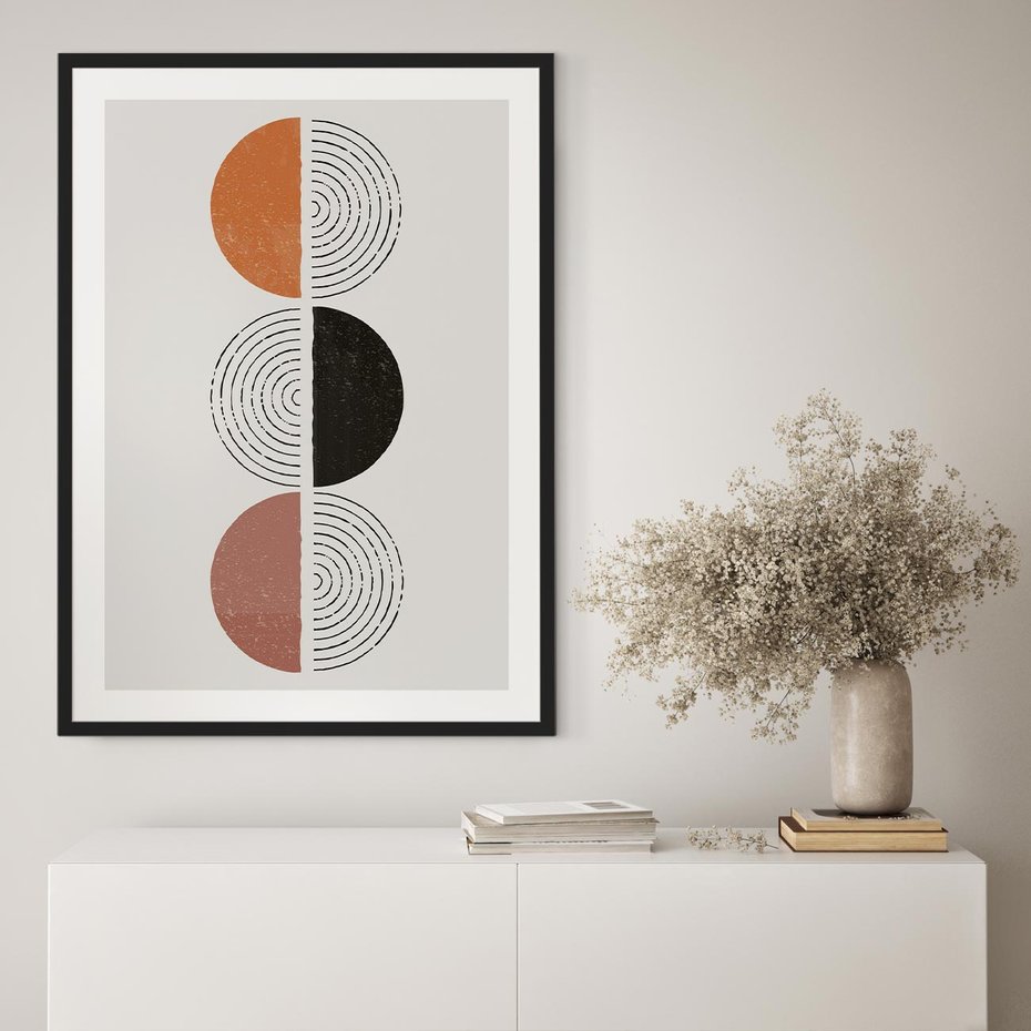 Plakat w ramie 30x40 - Eksperymenty z Geometrią - geometryczny plakat, sztuka nowoczesna - rama czarna