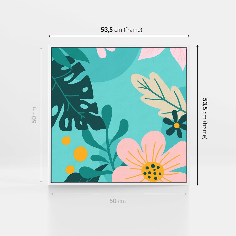 Obraz w ramie 50x50 - Kwiatowy Impuls - pastelowa kompozycja, kwiaty - rama biała