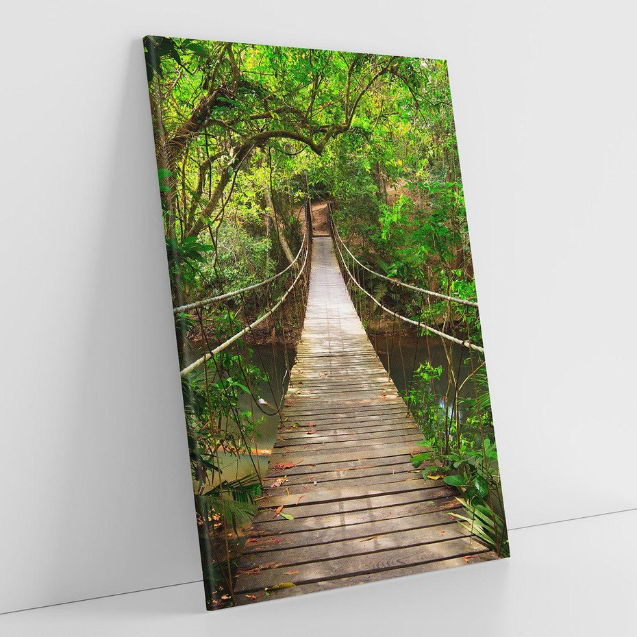 Obraz na płótnie 70x100 - Przez Dżunglę - most, linowy