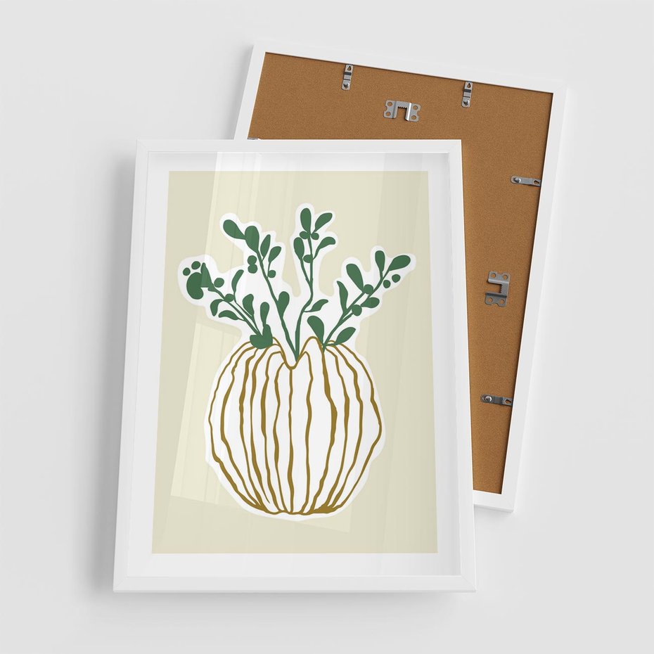 Plakat w ramie 50x70 - Przenikające Formy - abstrakcyjny plakat, kwiaty - rama biała