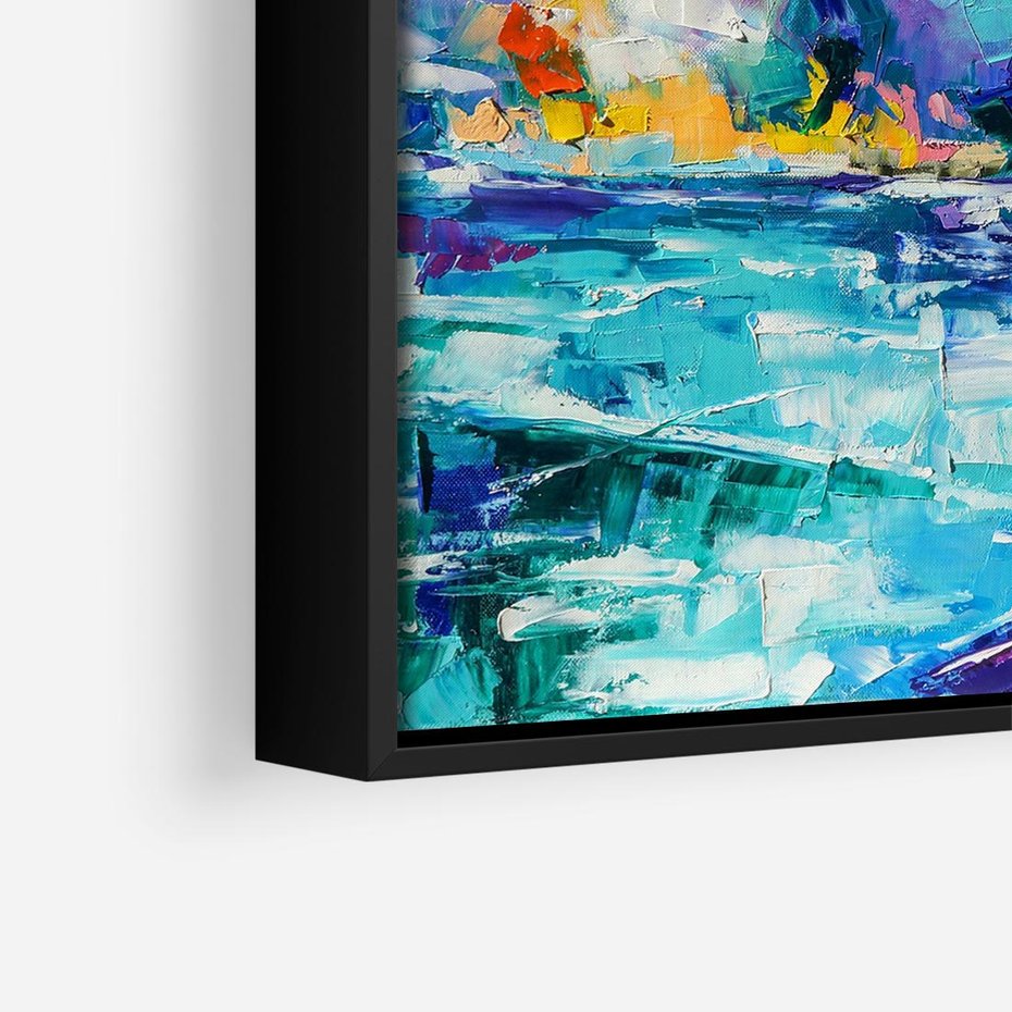 Obraz w ramie 50x50 - Mistyka Górskich Marzeń - abstrakcja, pejzaż gór - rama czarna