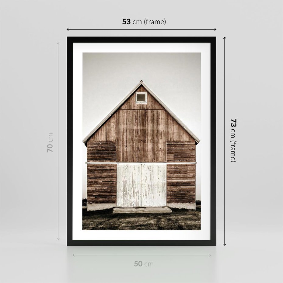 Plakat w ramie 50x70 - Rustykalny Drewniany Domek - domek, drewniany dom - rama czarna