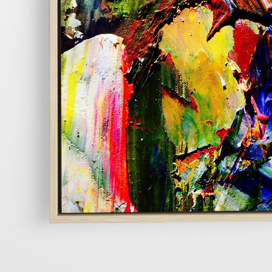 Obraz w ramie 50x50 - Szalejące ognie kolorów - abstrakcja, farby olejne - rama drewno