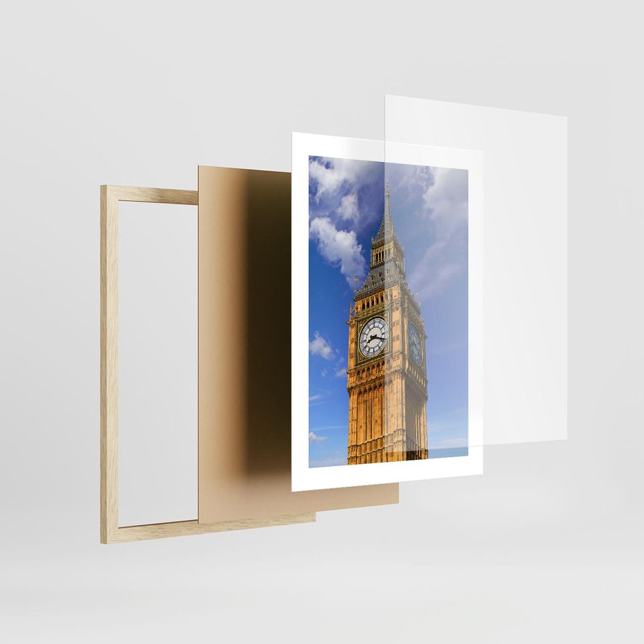 Plakat w ramie 30x40 - Czasowy Symbol - zegar, Big Ben - rama drewno