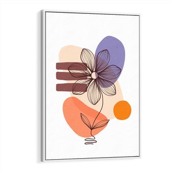 Obraz w ramie 50x70 - Migocące Odbicia Kwiatów - abstrakcyjna sztuka, plamy - rama biała