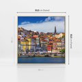 Obraz w ramie 50x50 - Kolorowa Przystań - nadmorskie miasto, kolorowe budynki - rama drewno