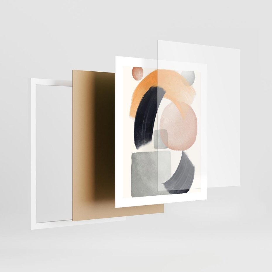 Plakat w ramie 40x50 - Graficzna Kreatywność - abstrakcyjna grafika, plamy - rama biała