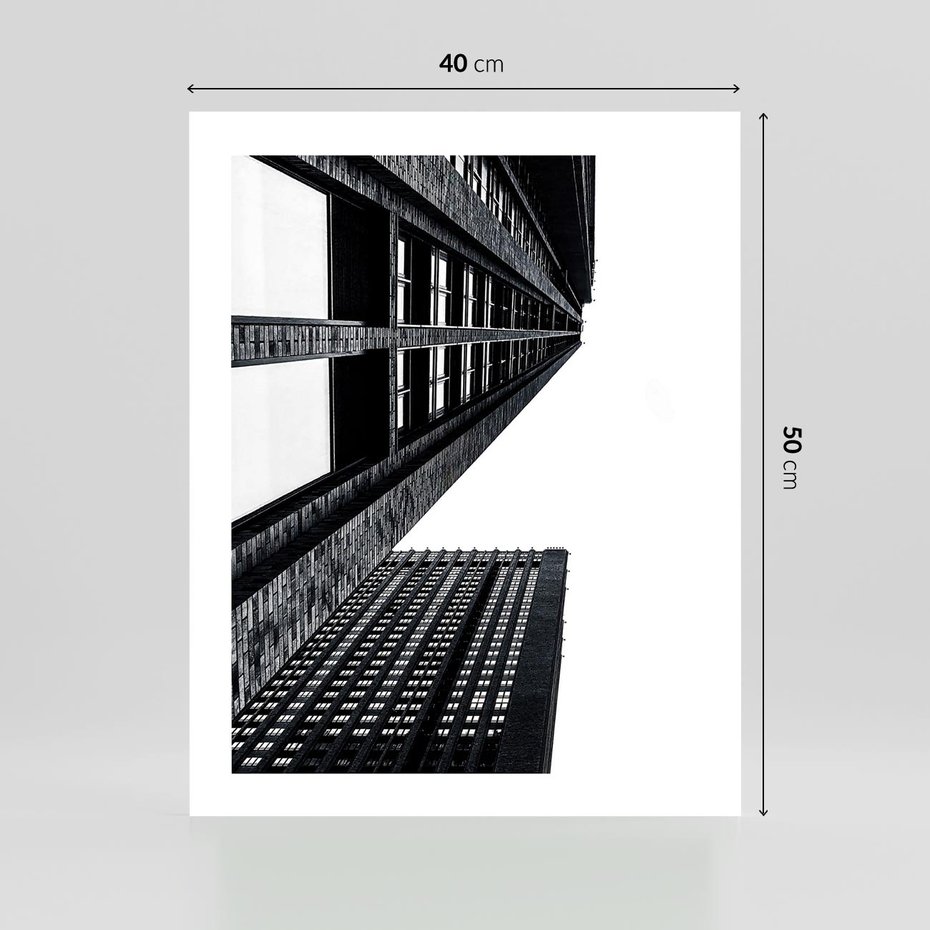 Plakat bez ramy 40x50 - Geometryczna Asymetria - architektura, czarno białe zdjęcie