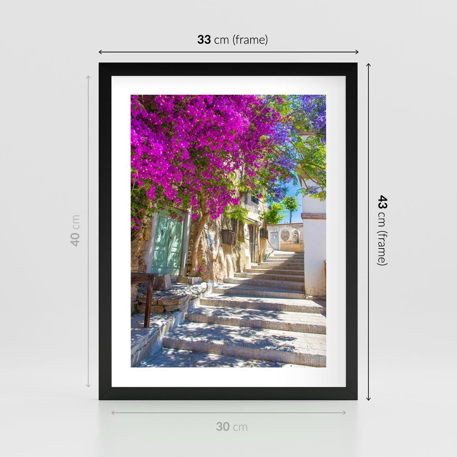 Plakat w ramie 30x40 - Urok Zaklętej Przestrzeni - uliczka, perspektywa - rama czarna