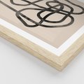 Plakat w ramie 40x50 - Przenikanie Wirtualnych Wymiarów - zaplątane minimalistyczne linie, na bezowym tle - rama drewno