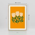 Plakat w ramie 50x70 - Kolorowe Impresje - abstrakcyjna kwiatowa kompozycja, żółte mocne tło - rama drewno