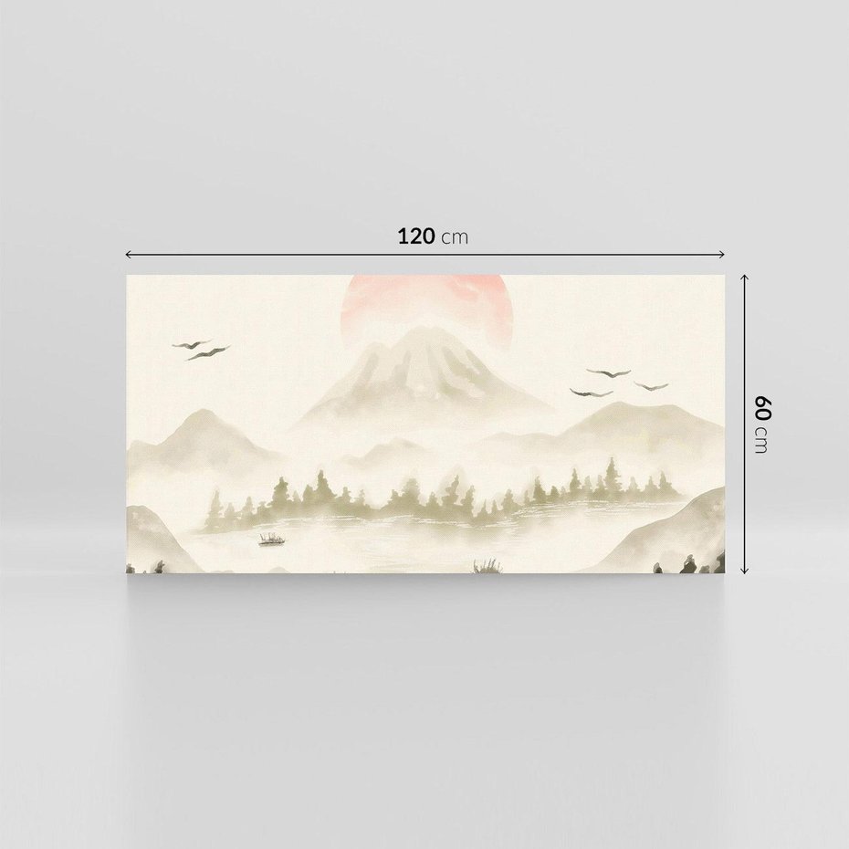 Obraz na płótnie 120x60 - Przyroda Japonii - japońska akwarela, góry
