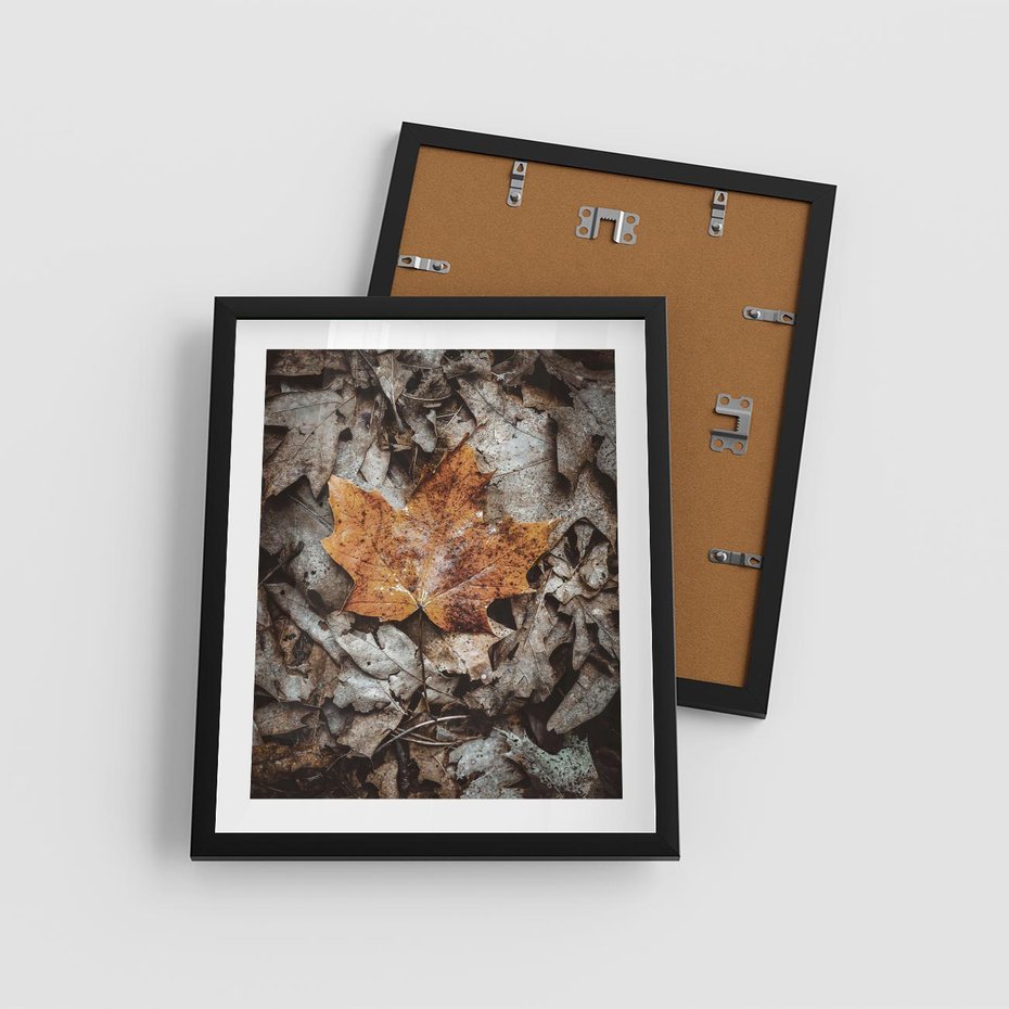 Plakat w ramie 40x50 - Jesienne Czarowanie - suchy liść, żółty - rama czarna