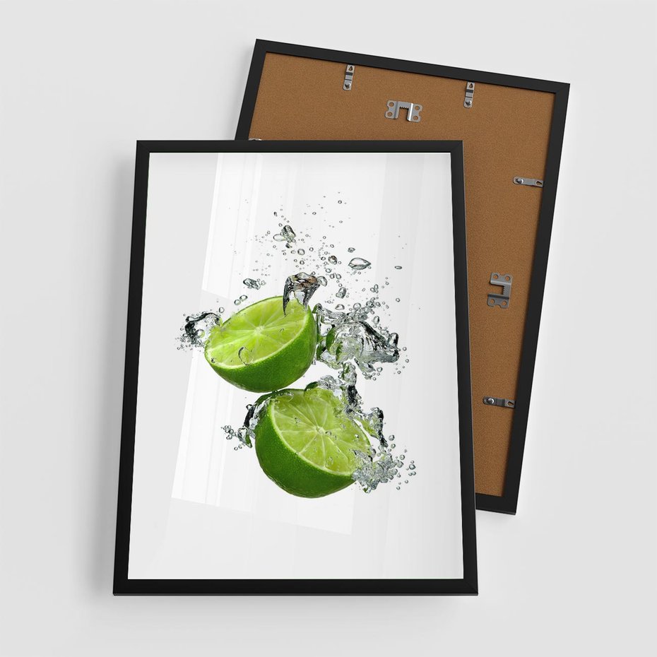 Plakat w ramie 50x70 - Kwaskowata moc limonki i cytryny - limonka, cytryna - rama czarna