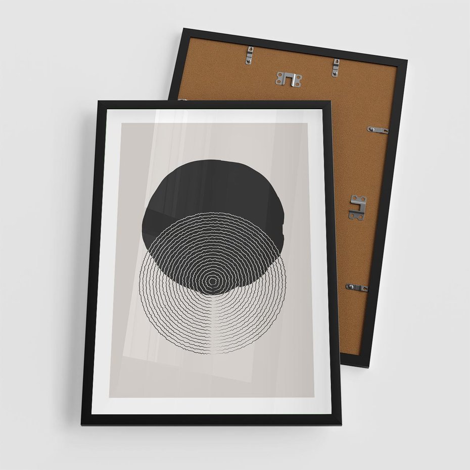 Plakat w ramie 50x70 - Boho Przenikanie Uroku - abstrakcyjna kompozycja, okręgi - rama czarna