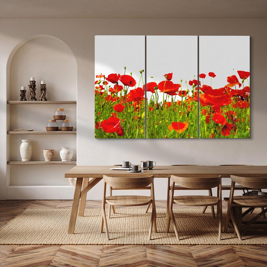 Obraz na płótnie 120x80 - Bujne maki na malowniczej łące - mak, maki