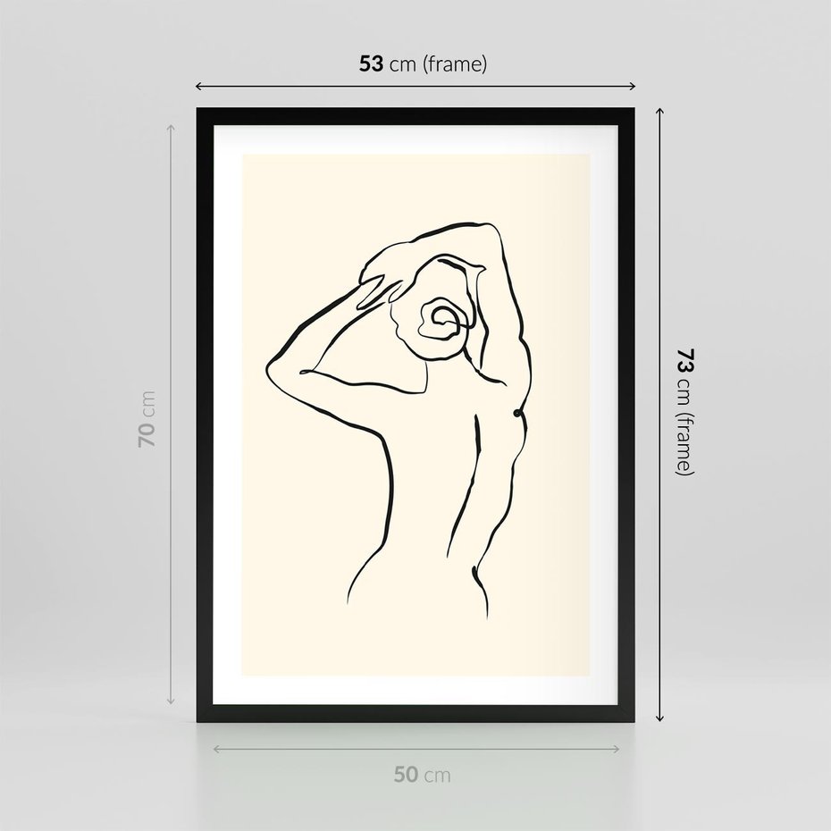 Plakat w ramie 50x70 - Tajemniczy Rytm - kobieta, posąg - rama czarna