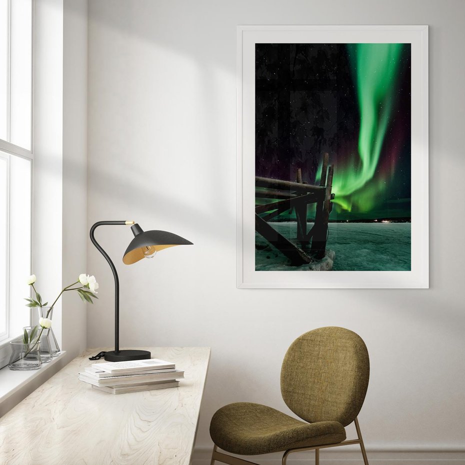 Plakat bez ramy 50x70 - Zorza polarna w tajemniczej nocnej przestrzeni - zorza, polarna