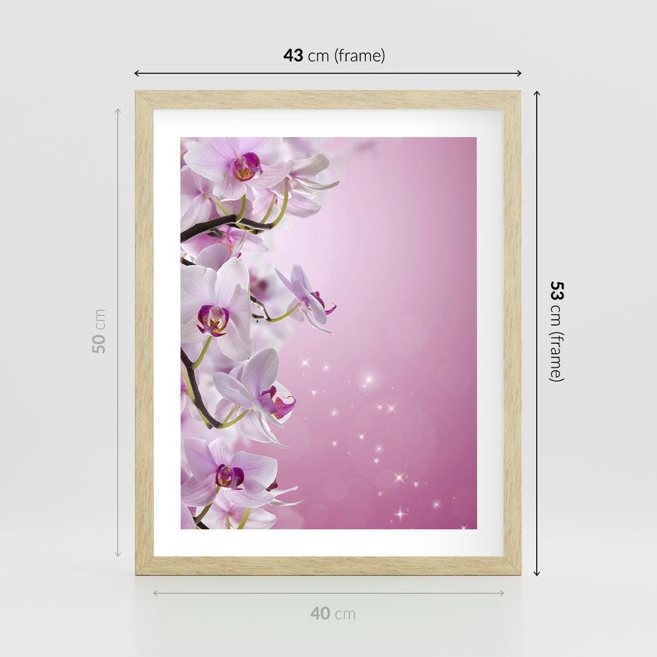 Plakat w ramie 40x50 - Relaksujące Piękno - kwiaty, orchidea - rama drewno