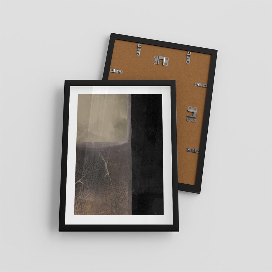 Plakat w ramie 30x40 - Kształty Urywane - mroczny plakat, nowoczesne wnętrza - rama czarna