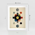 Plakat w ramie 40x50 - Bezgraniczny Taniec Światła - abstrakcyjna geometryczna kompozycja, koła linie - rama biała