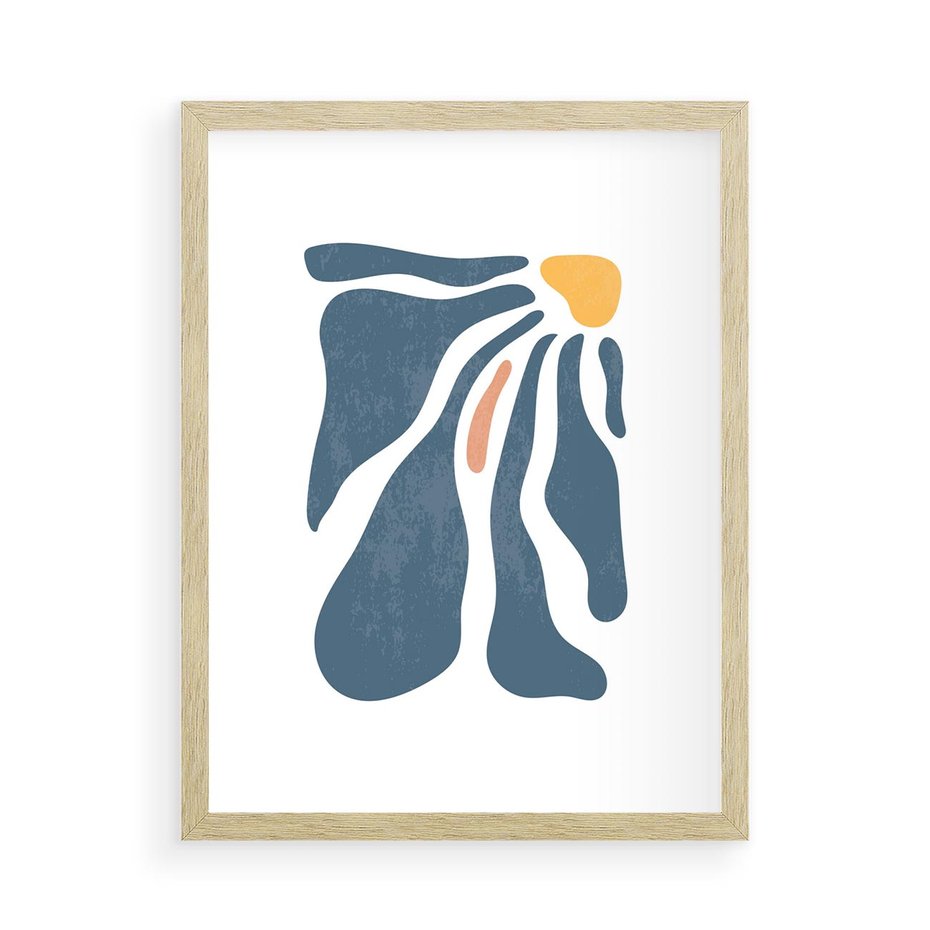 Plakat w ramie 50x70 - Melodia Kolorowych Płatków - nowoczesna kwiatowa grafika, styl retro - rama drewno