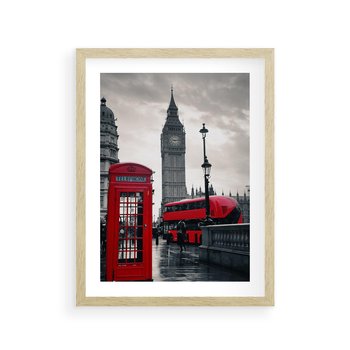 Plakat w ramie 50x70 - Londyński Klimat Telefoniczny - Londyn, telefon - rama drewno
