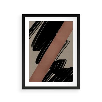 Plakat w ramie 50x70 - Mroczne Refrakcje - abstrakcja, czarne splatane linie - rama czarna