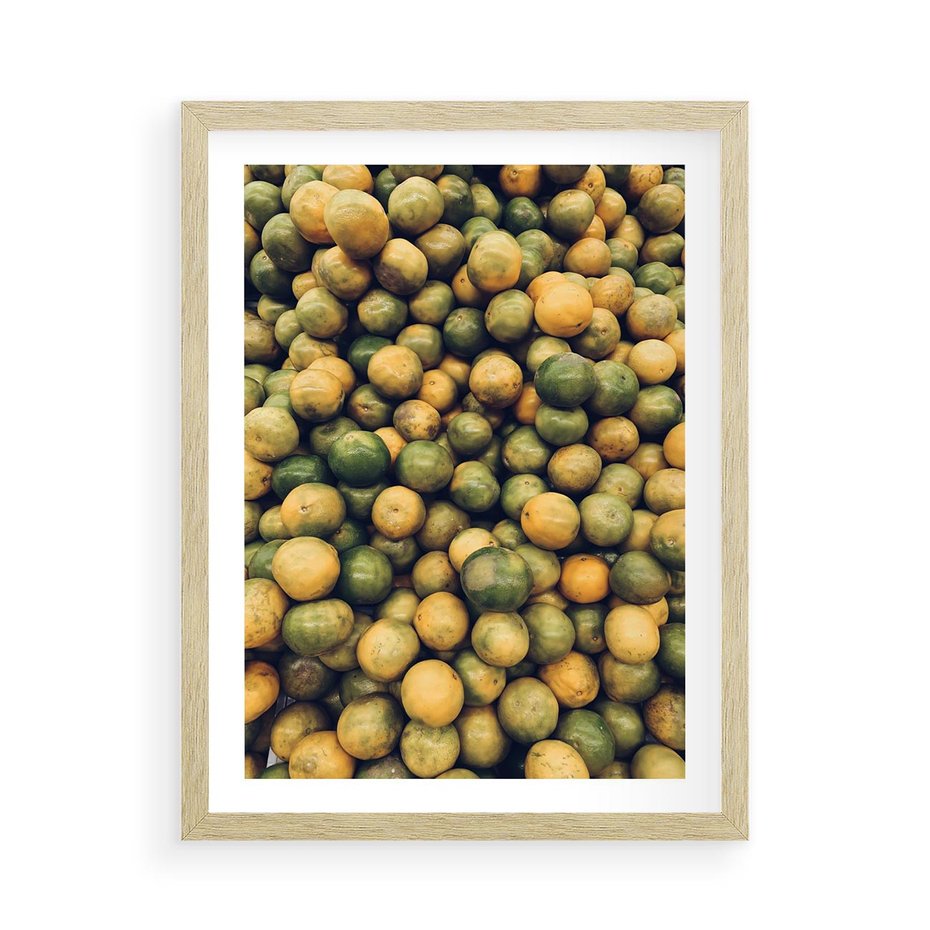 Plakat w ramie 50x70 - Świeżość Cytrusów - cytryny, limonki - rama drewno
