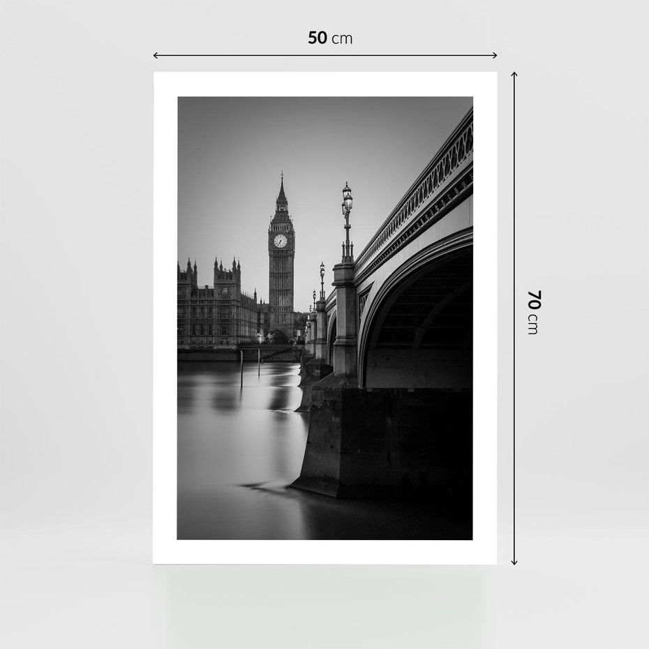 Plakat bez ramy 50x70 - Majestatyczny Big Ben w Londynie - Londyn, most