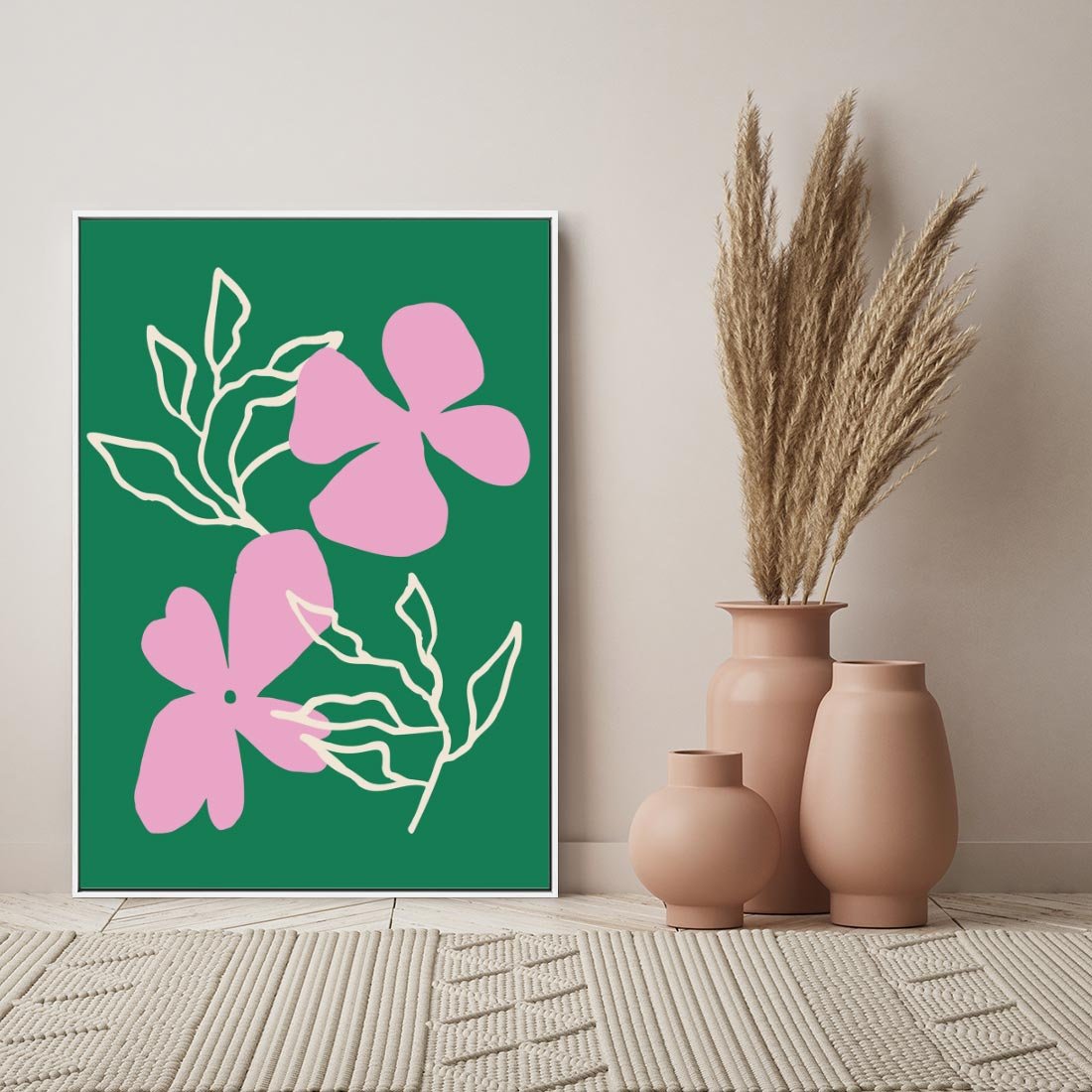 Obraz w ramie 80x120 - Wewnętrzne Fale - abstrakcyjny plakat, boho styl - rama biała