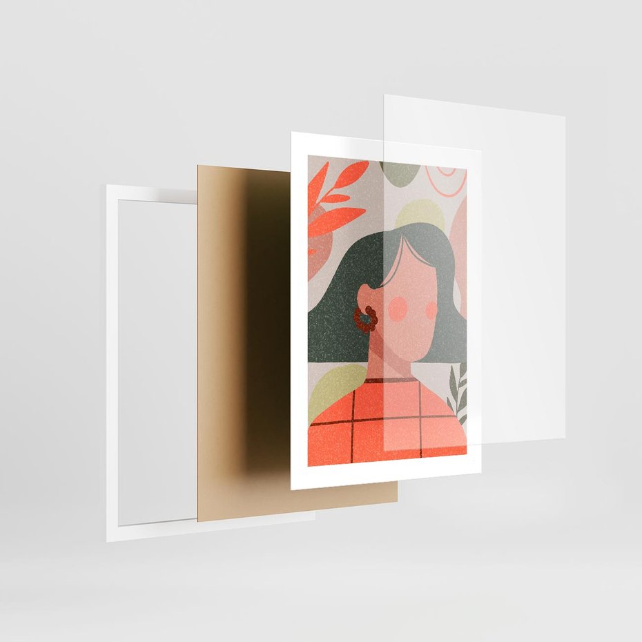 Plakat w ramie 30x40 - Kobiecy Portret Duszy - nowoczesny plakat, styl retro - rama biała