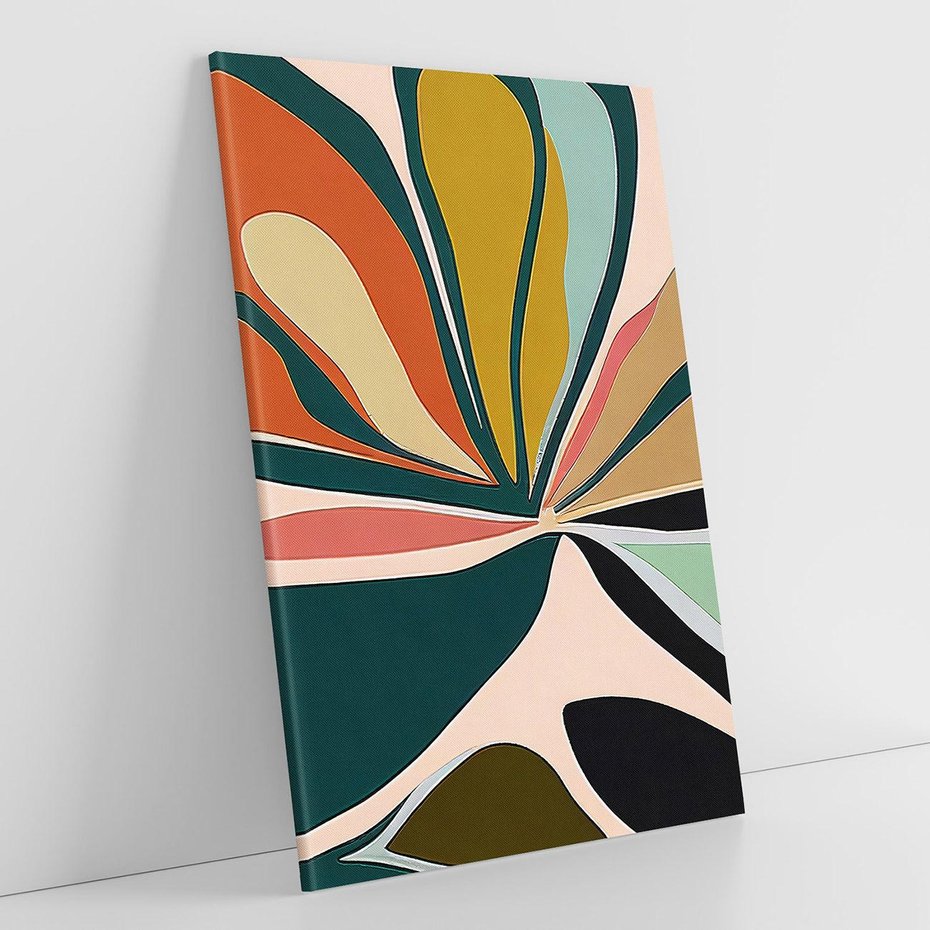 Obraz na płótnie 70x100 - Kolory Ziemi - olejny obraz, abstrakcja w kształcie kwiatu