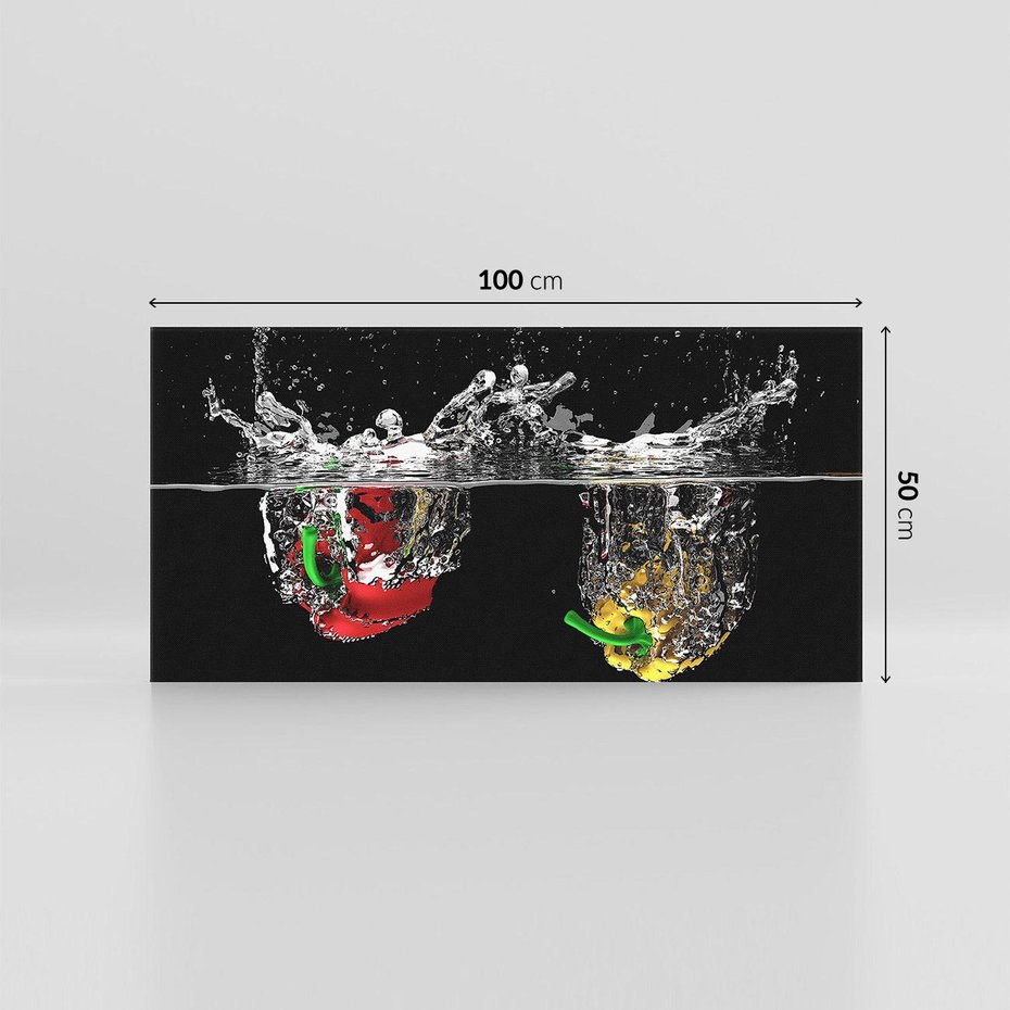 Obraz na płótnie 100x50 - Papryka Warzywna Eksplozja - papryka, woda