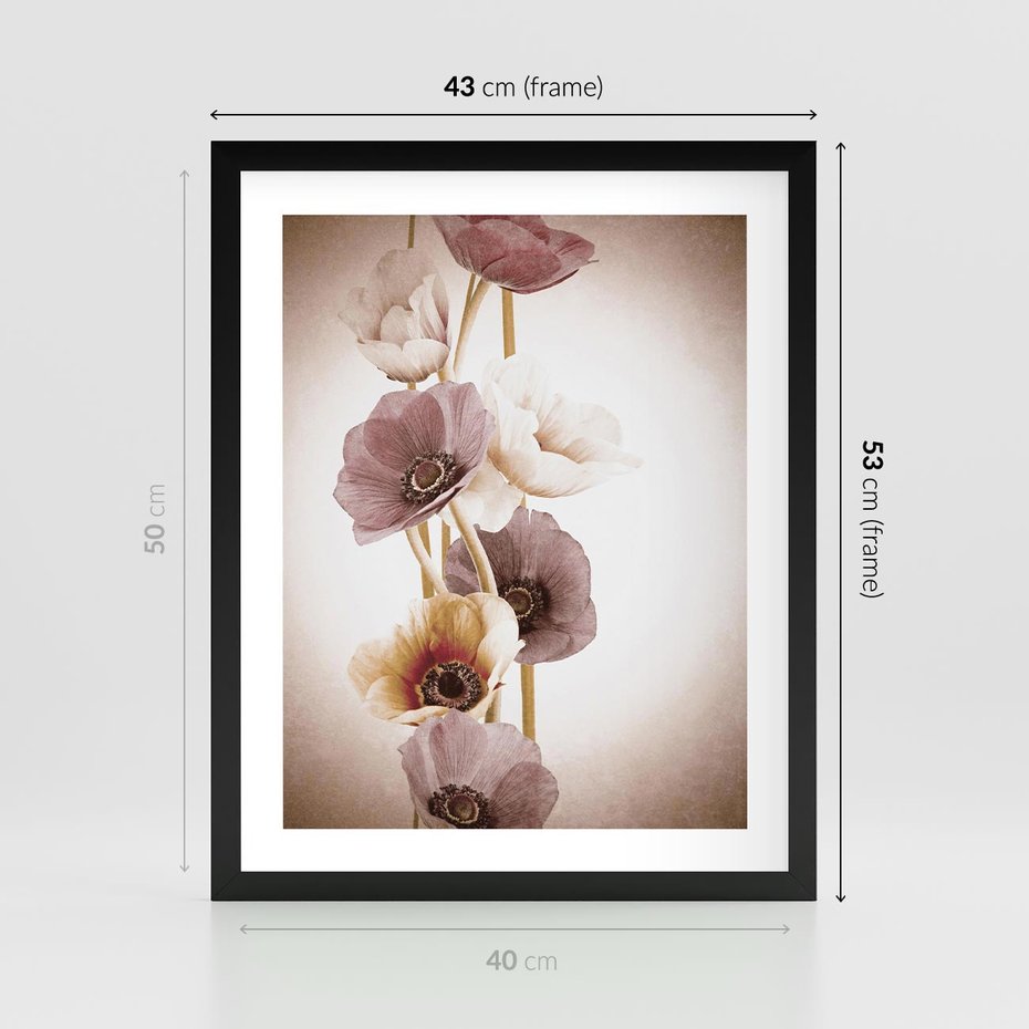 Plakat w ramie 40x50 - Eksplozja kolorów - akwarela, maki - rama czarna