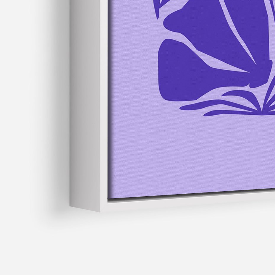 Obraz w ramie 50x70 - Migocące Boho Wibracje - kwiaty, energetyczne fioletowe tło - rama biała