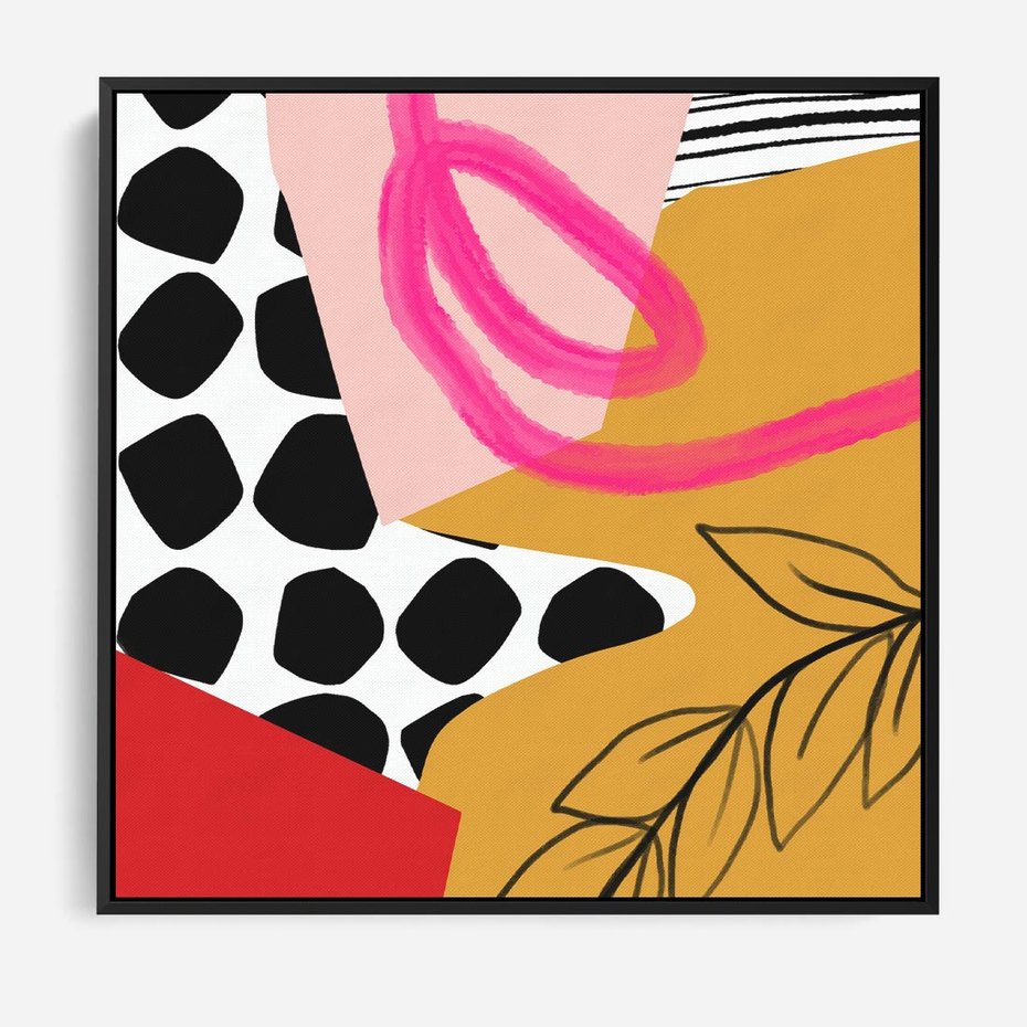 Obraz w ramie 50x50 - Księga Form i Plam - abstrakcyjna kompozycja, różne tekstury - rama czarna