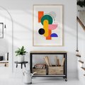 Plakat w ramie 50x70 - Harmonijne Przenikanie Form - nowoczesna sztuka, geometryczna kolorowa grafika - rama drewno