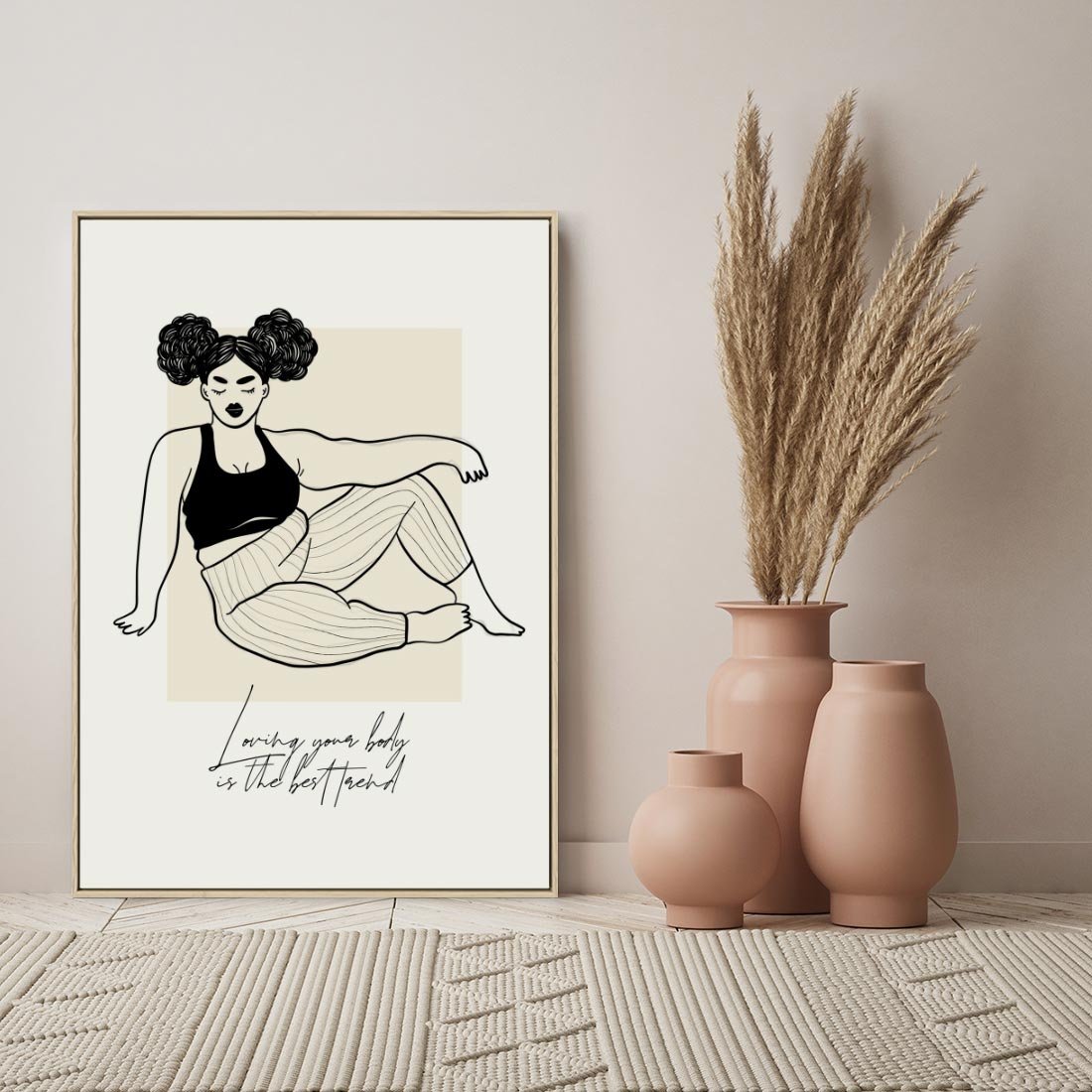 Obraz w ramie 80x120 - Kobieca Moc - nowoczesna sztuka kobieca, plakat - rama drewno